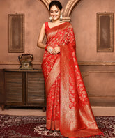 Red Benarasi Khaddi Silk Saree
